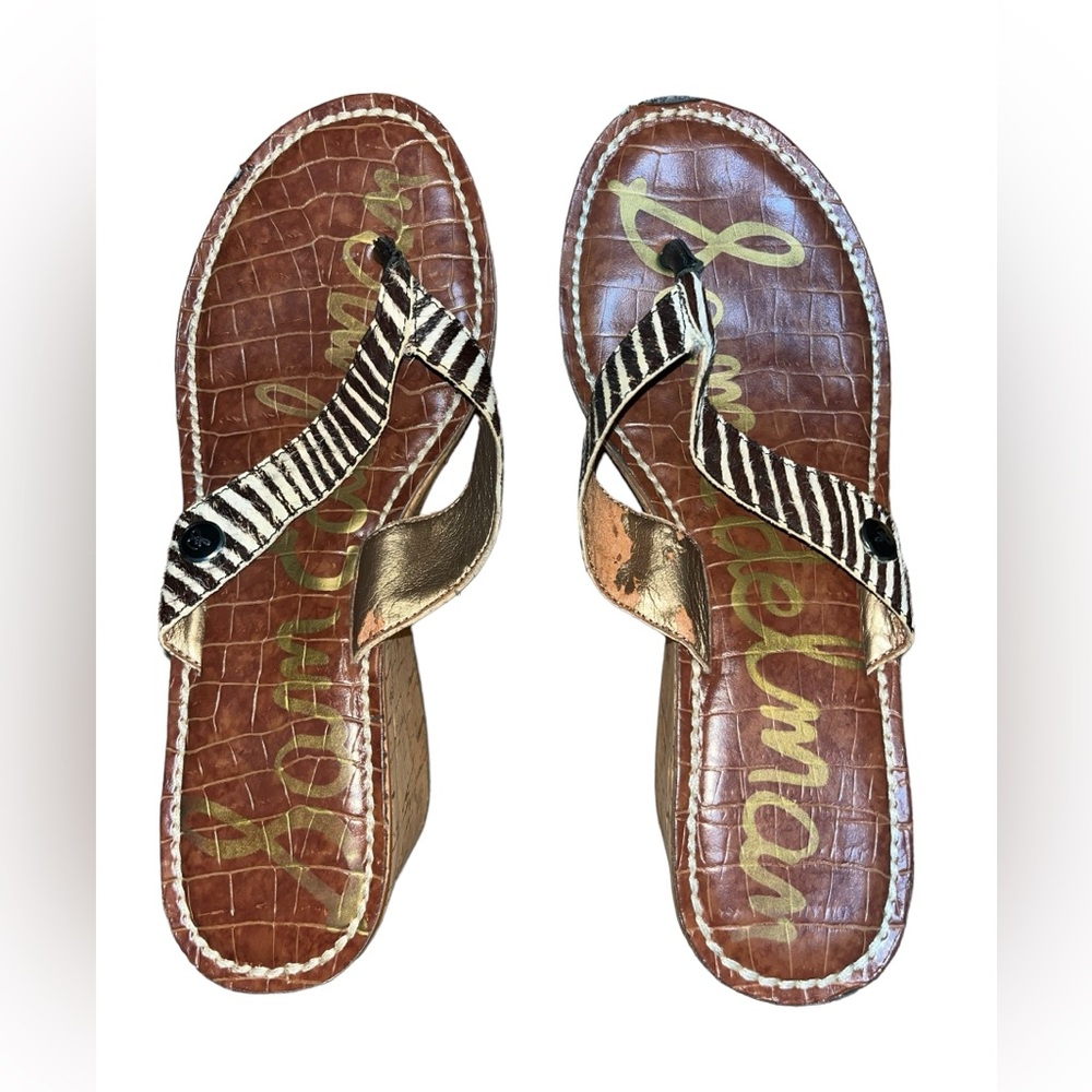 Sam Edelman Romy Pony Hair Zebra Platform Sandal Size 6.5 M